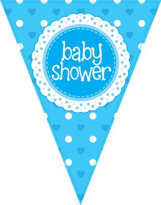 Party Bunting Baby Shower Blue 11 flags 3.9m - Banners & Bunting